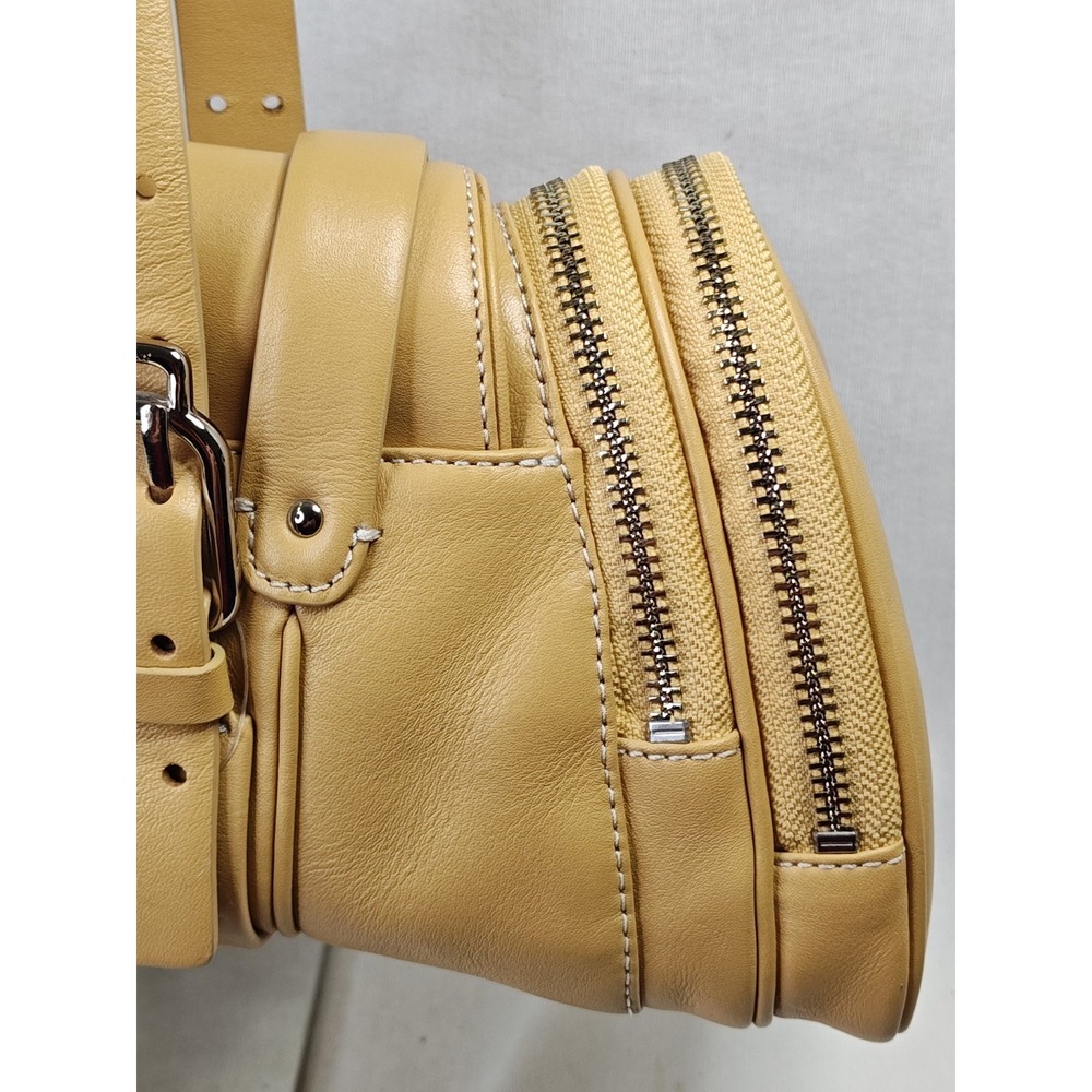 Cole Haan Alexa Natural Cream Leather Large E/W Roll Bag Cylinder Satchel NEW - Picture 3 of 16